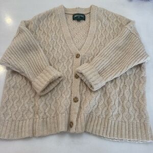 American Eagle Outfitters Cream Cable Knit Cardigan